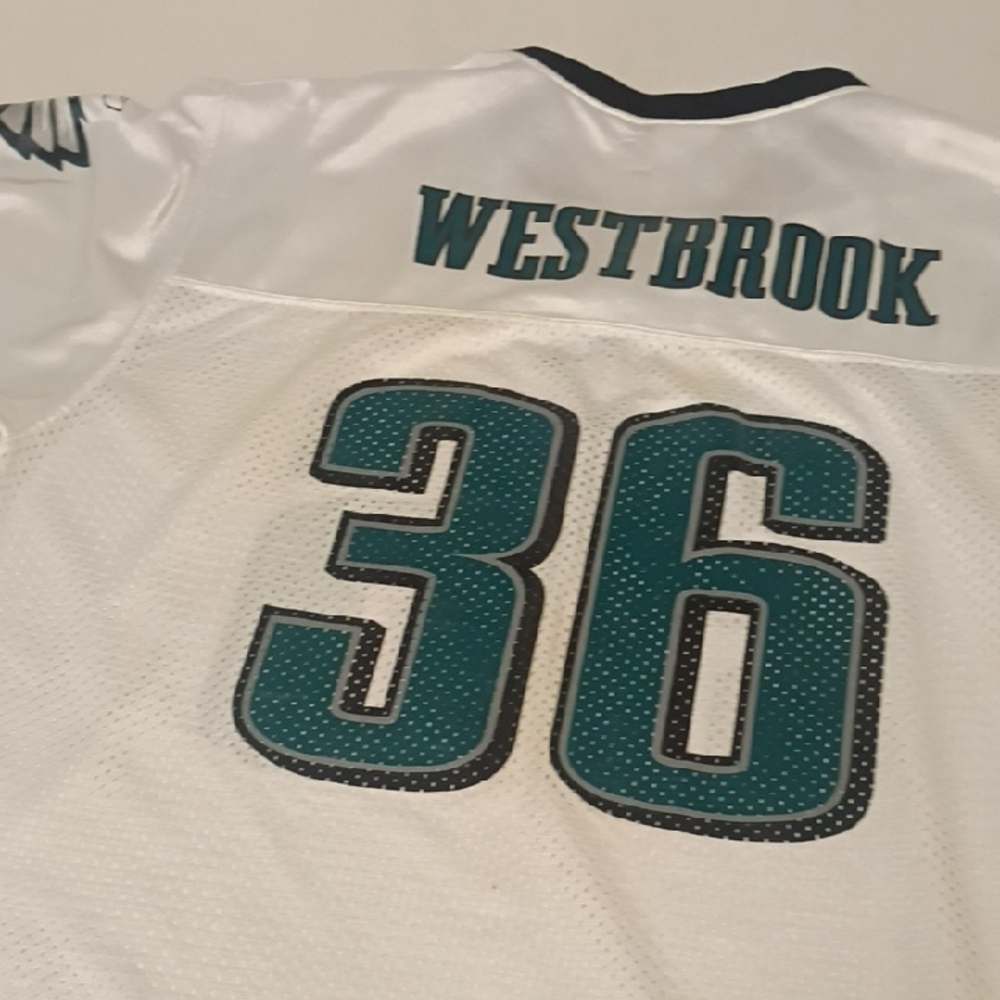 Reebok White and Teal #36 Philadelphia Eagles Jersey - Picture 4 of 4